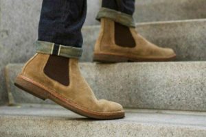 Mens Tan Suede Chelsea Boots