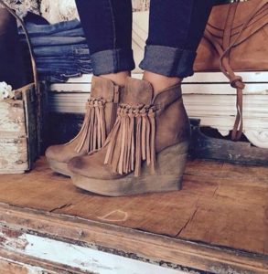 Sbicca Tan Fringe Boots