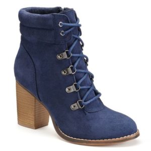Blue Lace Up Heeled Ankle Boots