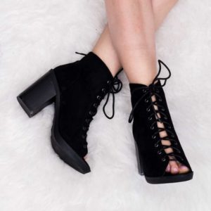 Lace Up Heeled Ankle Boot