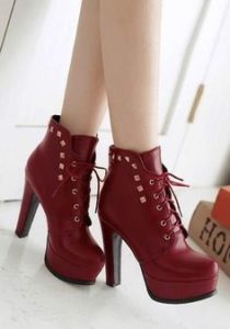 Lace Up Heeled Ankle Boot Images
