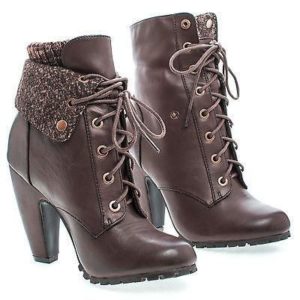Lace Up Heeled Ankle Bootie