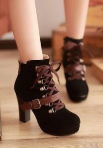 Lace Up Heeled Ankle Boots for Women
