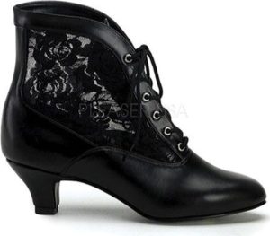 Lace Up Heeled Ankle Boots in Black