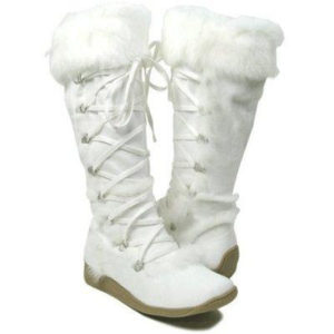 Ladies White Fur Snow Boots