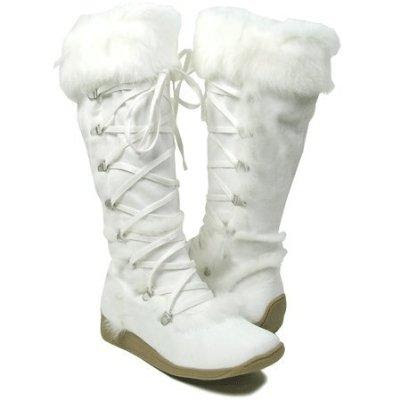 white fluffy snow boots