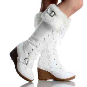 White Fur Lined Snow Boots