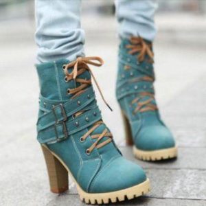 Women's Lace Up Heeled Ankle Boots