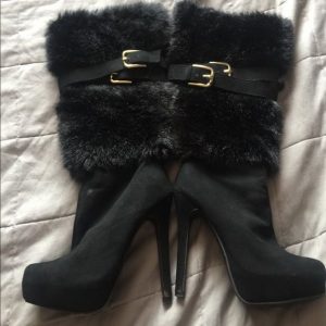 Black Fur Top Boots