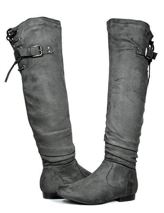 Super Wide Calf Knee High Boots with Buckle - Online Boots