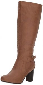 Tan Wide Calf Knee Boots with Heels