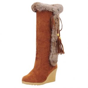 Wedge Fur Top Boots