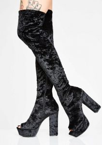 Crushed Velvet Thigh High Boots