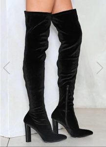 Over The Knee Black Velvet Boots