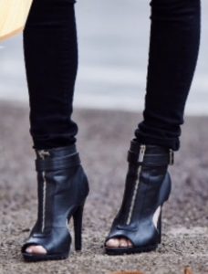 Peep Toe Cutout Booties Black