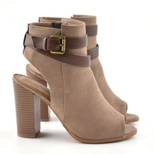 Peep Toe Cutout Heeled Booties