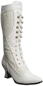 White Women's Vintage Lace Up Boots