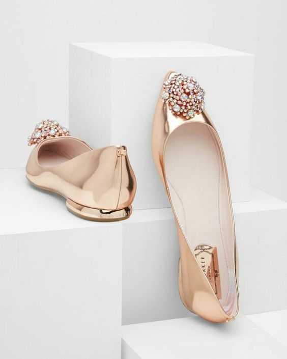 rose gold pointed flats