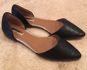 Black Leather Pointed Toe Flat Shoes