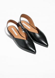 Black Pointed Toe Leather Flats