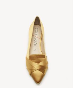 Gold Pointed Toe Flat Bellies