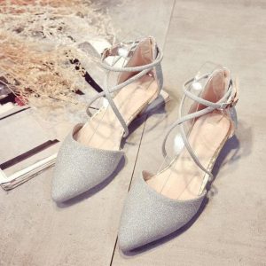 Pointed Silver Toe Flats