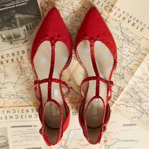Pointed Toe Flats In Red
