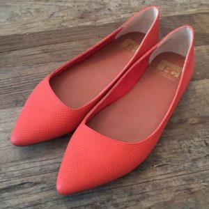 Red Leather Pointed Toe Flat