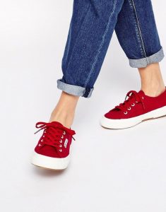 Red Plimsoll Shoes Womens