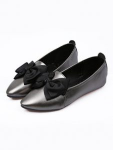 Silver & Black Pointed Toe Flats