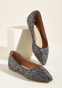 Silver Glittered Pointed Toe Flats