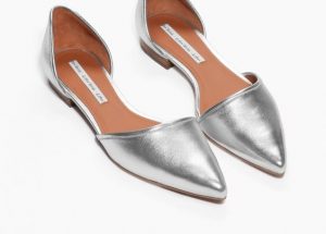 Silver Pointed Toe Flats For Women