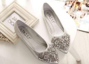 Silver Pointed Toe Flats Shoes