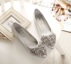 Silver Pointed Toe Flats Shoes
