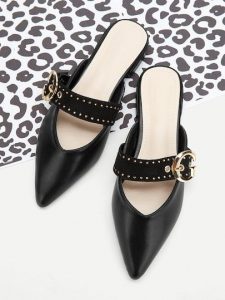 Studded & Buckled Pointed Toe Shoes