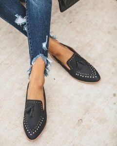 Studded Pointed Toe Loafers