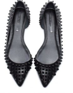 Women's Black Studded Pointed Toe Flats